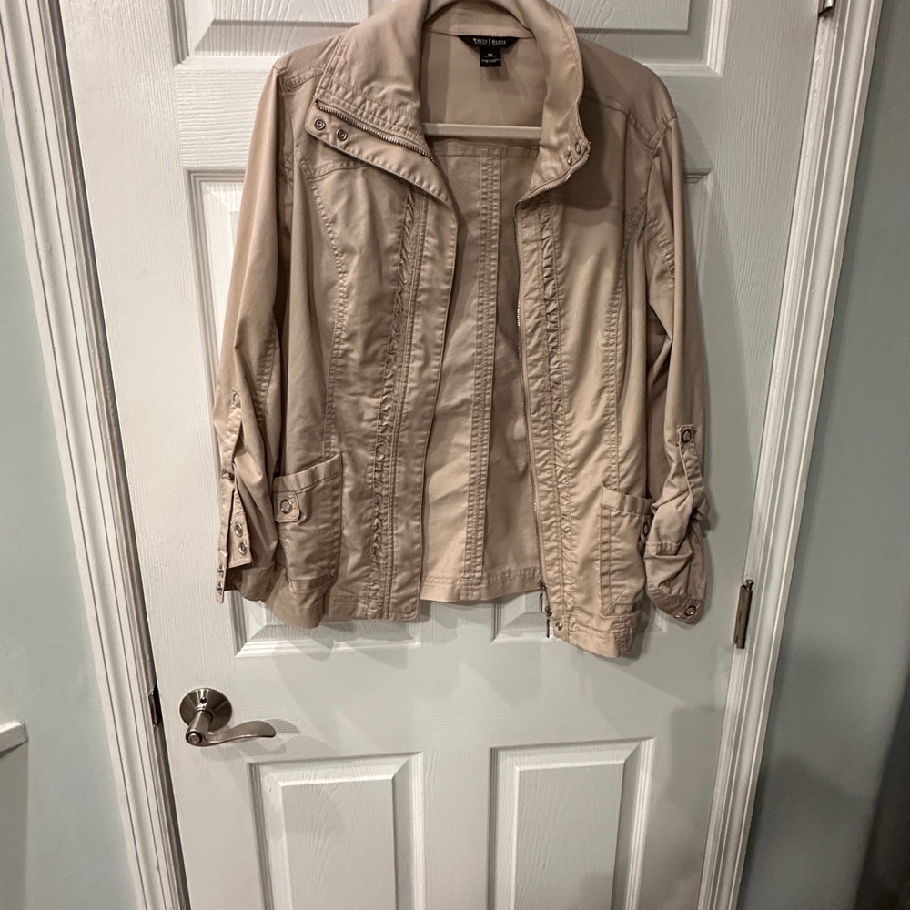 White House Black Market Tan Utility Jacket Lightweight Casual